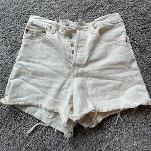 Cream Levi Ribcage Shorts